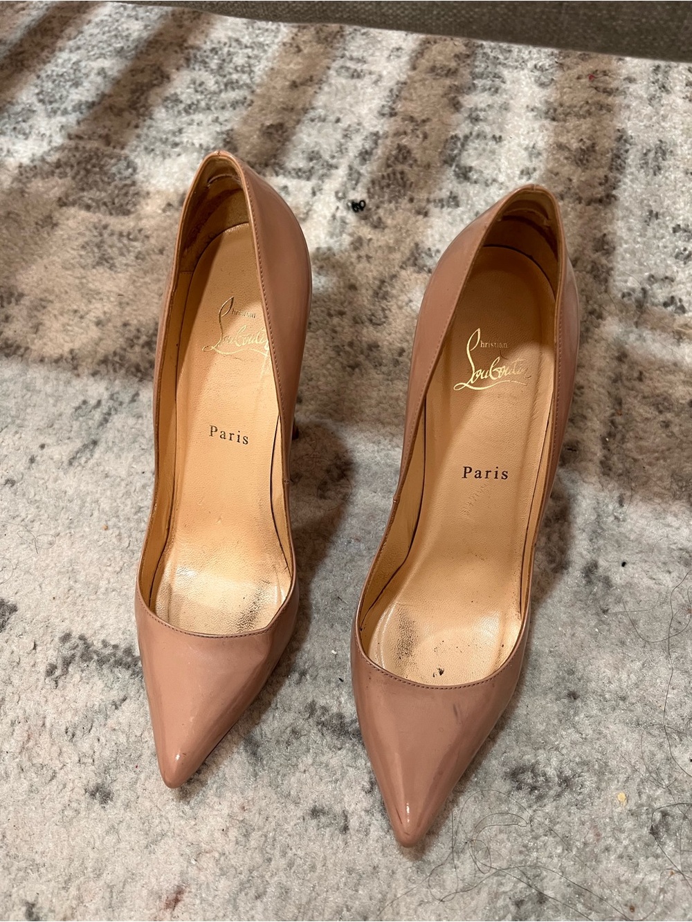 Christian Louboutin Blush Patent Leather Pointed-Toe Pumps